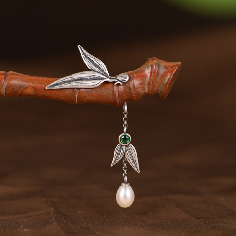 Épingle à cheveux chinoise en argent sterling 925 avec bois de santal rouge et ébène