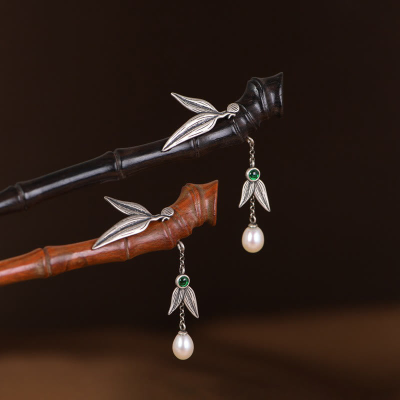 Épingle à cheveux chinoise en argent sterling 925 avec bois de santal rouge et ébène