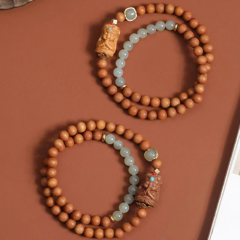 Bracelet unisexe en jade et bois de santal Hetian 13-21 cm