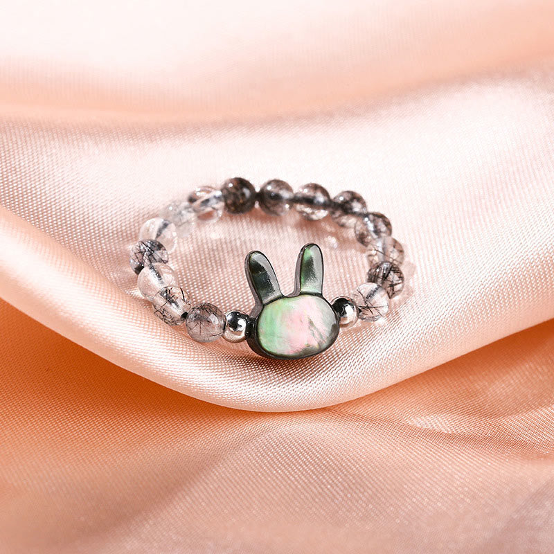 Bague réglable en quartz rutile noir de 3 mm pour lapin