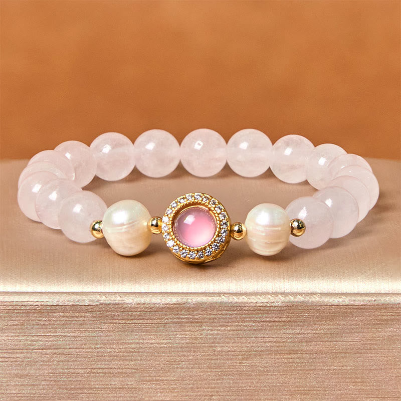 Bracelet de chaleur en perles de cristal roses de 6 mm pour femme