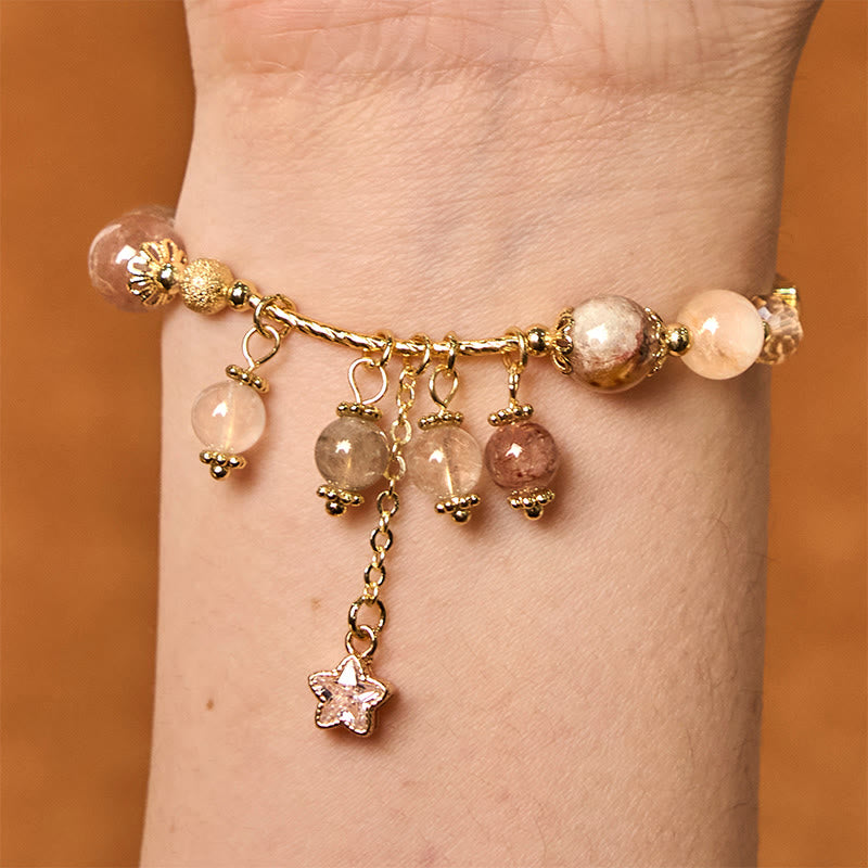 Bracelet de bon augure en quartz rutile jaune de 8 mm