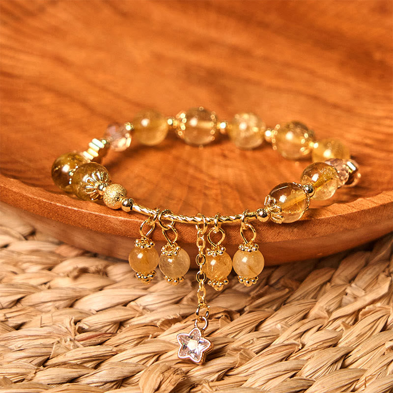 Bracelet de bon augure en quartz rutile jaune de 8 mm