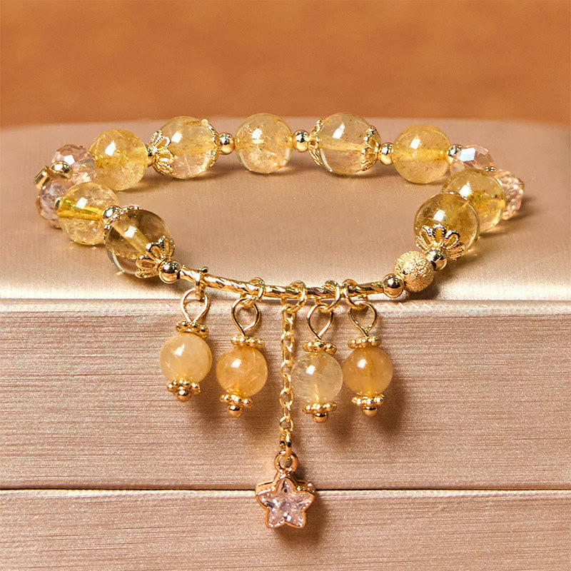 Bracelet de bon augure en quartz rutile jaune de 8 mm
