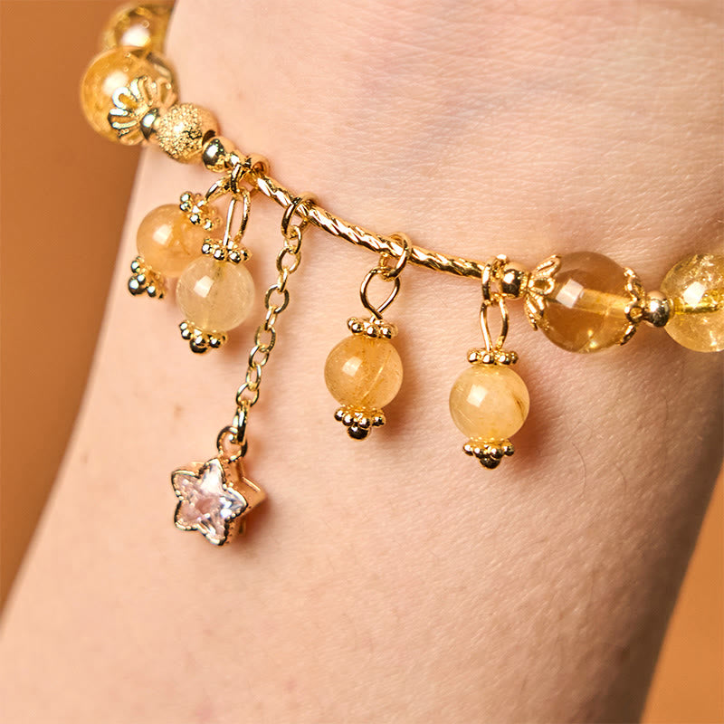 Bracelet de bon augure en quartz rutile jaune de 8 mm