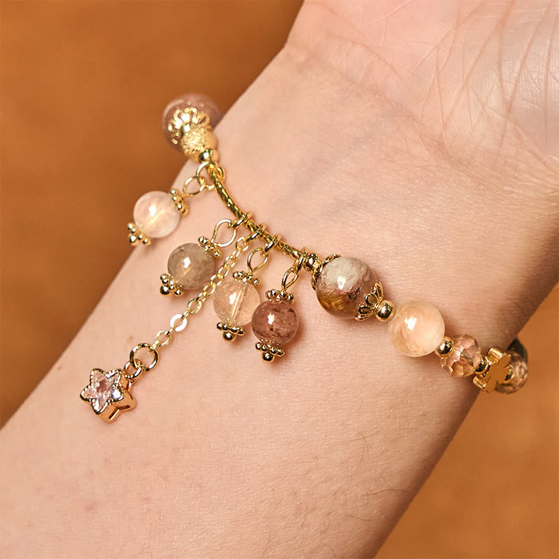 Bracelet de bon augure en quartz rutile jaune de 8 mm