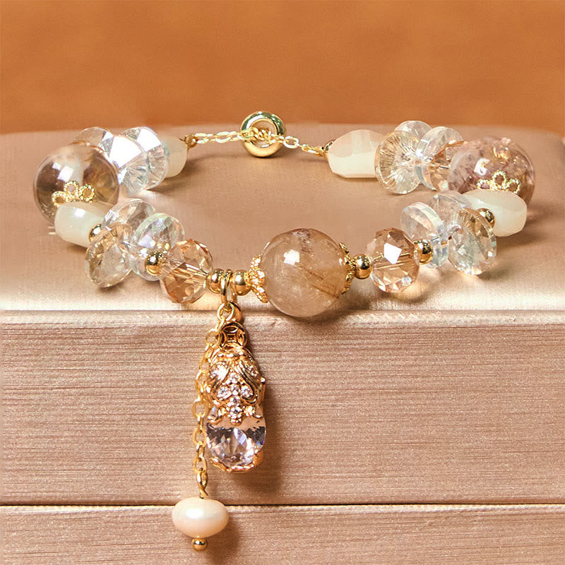 8mm Citrine Green Strawberry Quartz Pixiu Bracelet for Prosperity