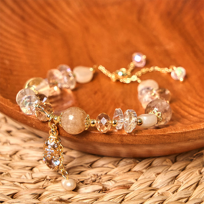 8mm Citrine Green Strawberry Quartz Pixiu Bracelet for Prosperity