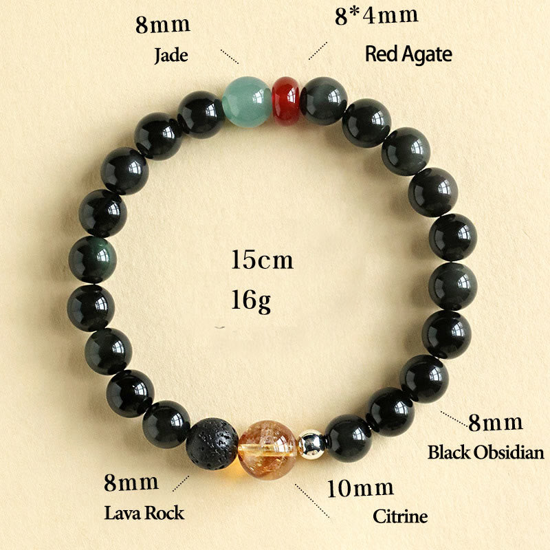 Bracelet en obsidienne noire de 8 mm pour l'accomplissement