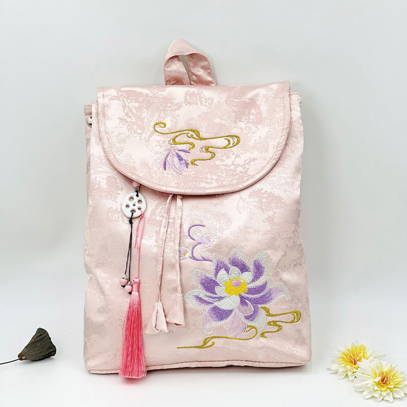 Sac à dos brodé Lotus rose - Spiritual Apparel