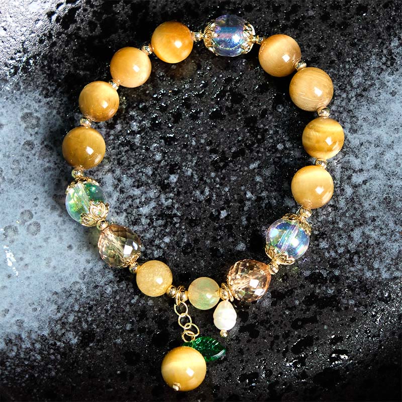 Bracelet Courage en œil de tigre 8 mm pour femme