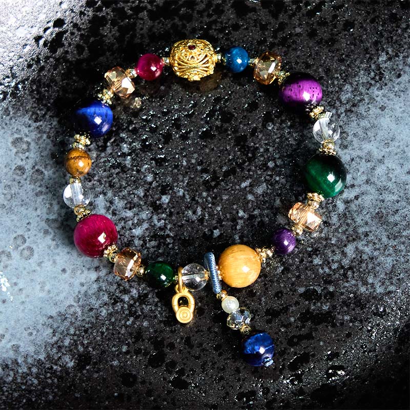Bracelet d'équilibre unisexe en pierre œil de tigre colorée de 8 mm