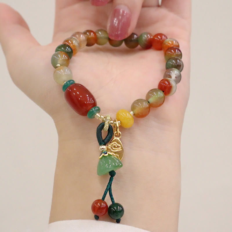 Bracelet Ruyi As One Wishes en agate paon 8 mm