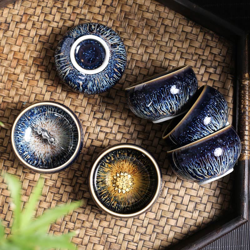 Jian Zhan Ceramic Teacup 70ml with Zodiac and Koi Fish