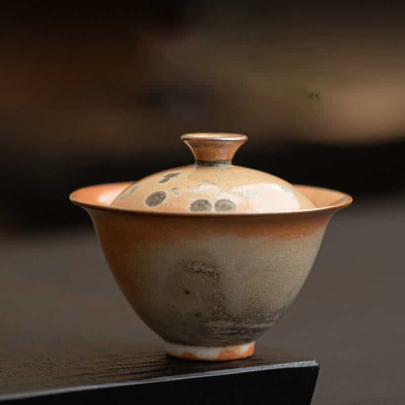 Tasse à thé Gaiwan en céramique avec couvercle, motif chat, 130 ml, pour rituels du thé