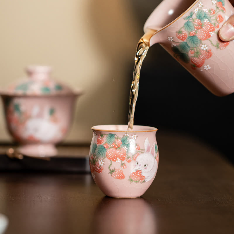 Petite tasse à thé en céramique motif lapin 90 ml avec coffret cadeau | Décor Zen