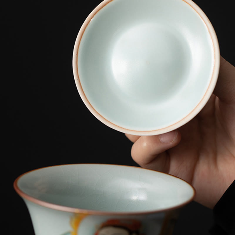 Tasse à thé Gaiwan en céramique 180 ml avec couvercle | Décor Zen
