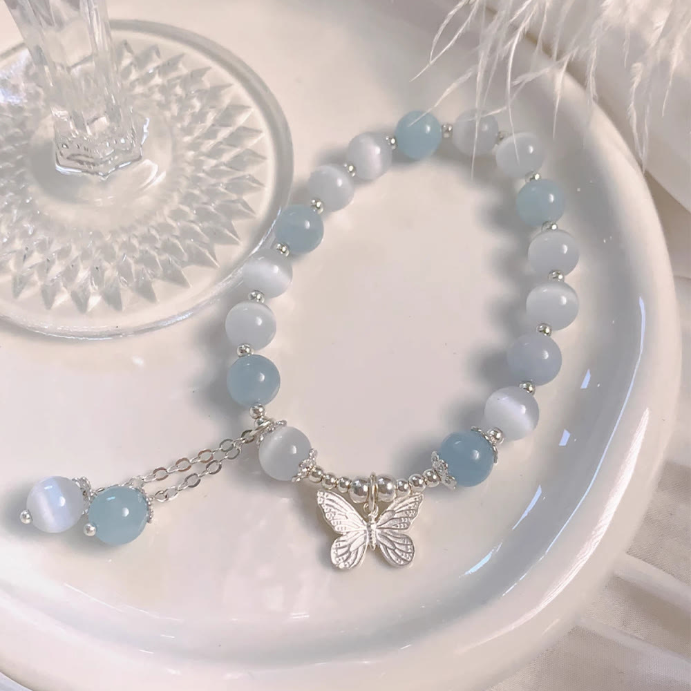 Support Aquamarine Butterfly Chakra Bracelet | Healing Sounds