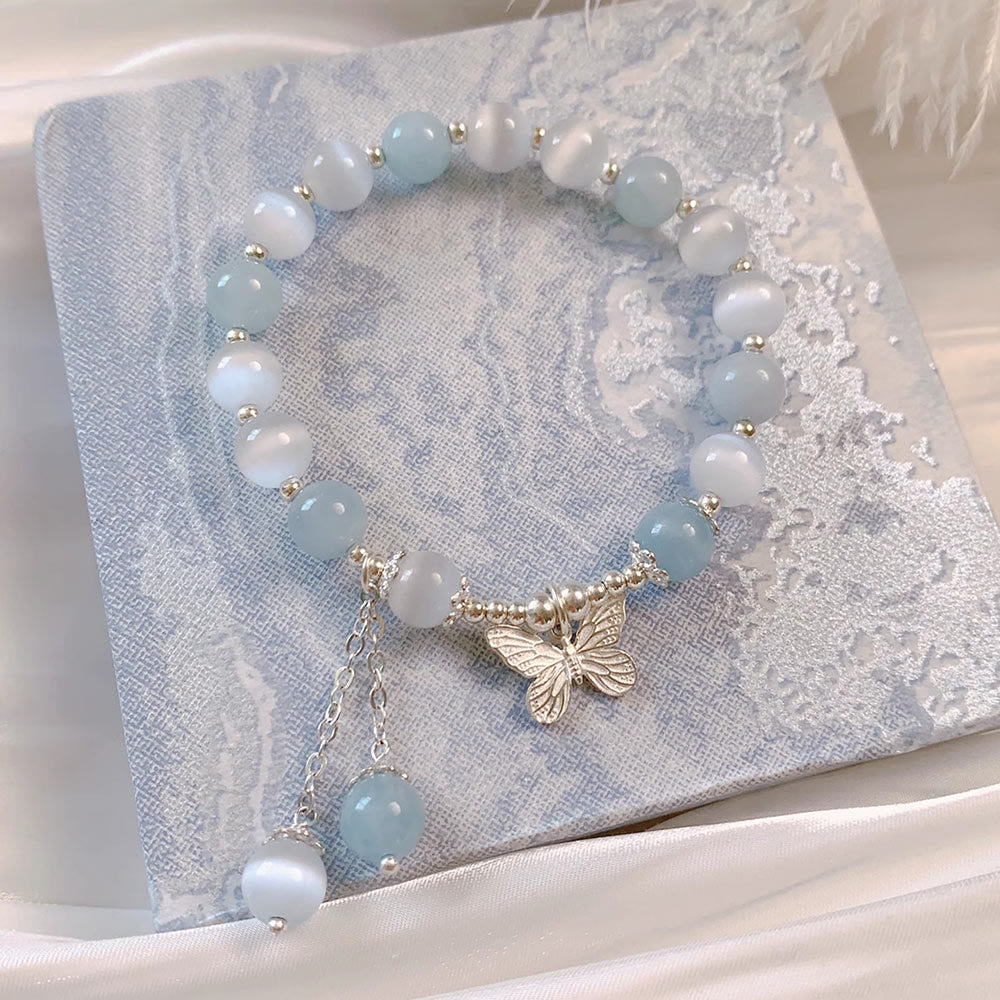 Support Aquamarine Butterfly Chakra Bracelet | Healing Sounds