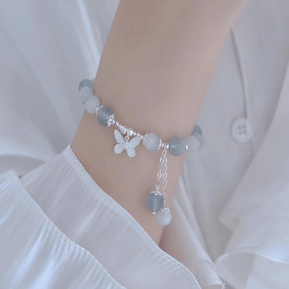 Bracelet de soutien aux chakras papillon aigue-marine et aux sons de guérison