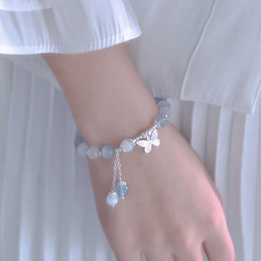 Bracelet de soutien aux chakras papillon aigue-marine et aux sons de guérison