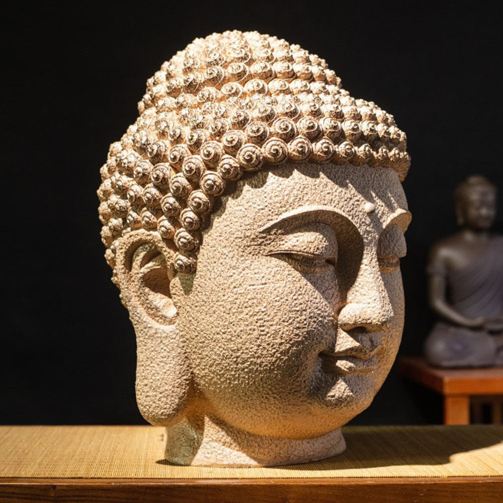 Statue de Bouddha méditant aux yeux fermés en résine - 42 cm
