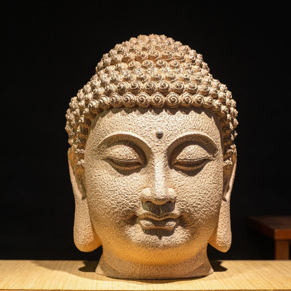 Statue de Bouddha méditant aux yeux fermés en résine - 42 cm