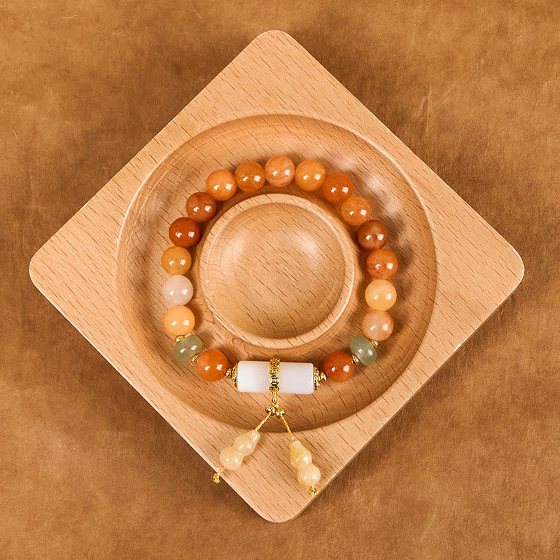 Bracelet porte-bonheur en jade et cristal blanc doré de 8 mm