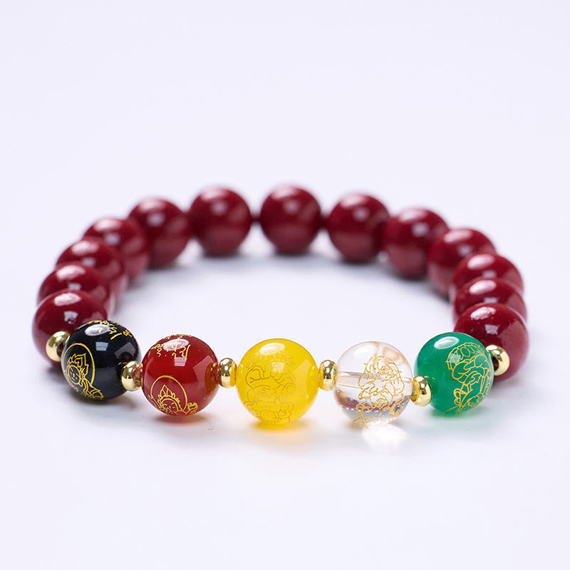 Bracelet de bénédiction en agate cinabre de 8 mm pour la méditation