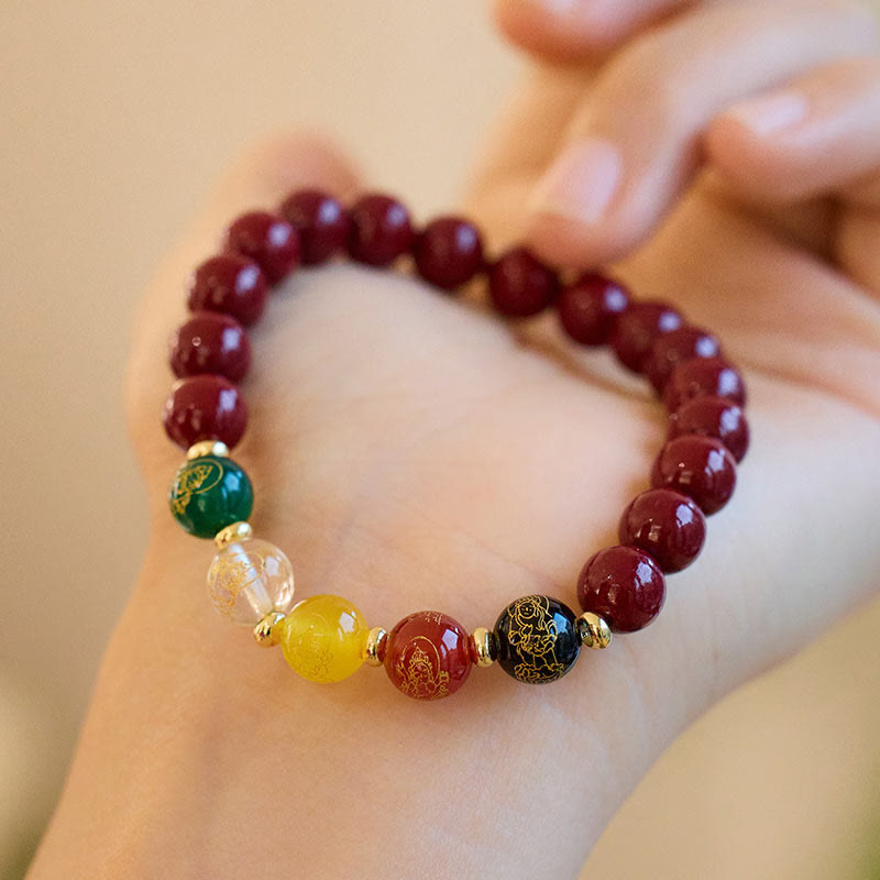 Bracelet de bénédiction en agate cinabre de 8 mm pour la méditation