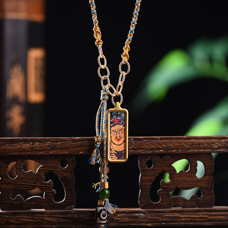 Titanium Steel Spiritual Necklace with Five Gods of Wealth Pendant