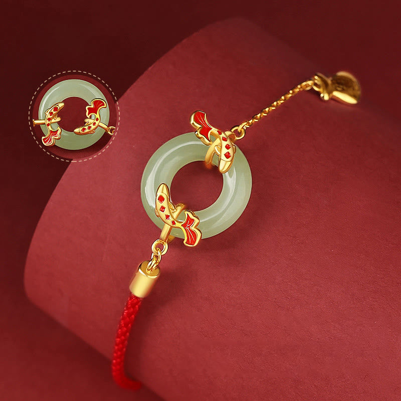 Bracelet boucle de paix en argent sterling et jade blanc Hetian