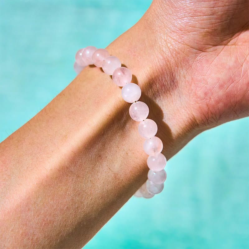 Bracelet en cristal rose de 8 mm avec boucle de paix