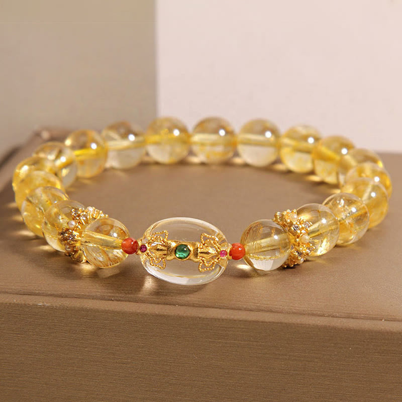 Bracelet en quartz rutile doré de 8 mm pour femme