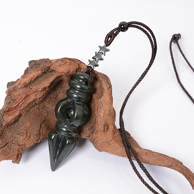 Collier Harmonie Étoile Vajra Jade Cyan 62 cm Unisexe