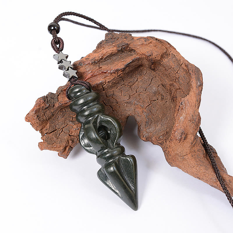 Collier Harmonie Étoile Vajra Jade Cyan 62 cm Unisexe