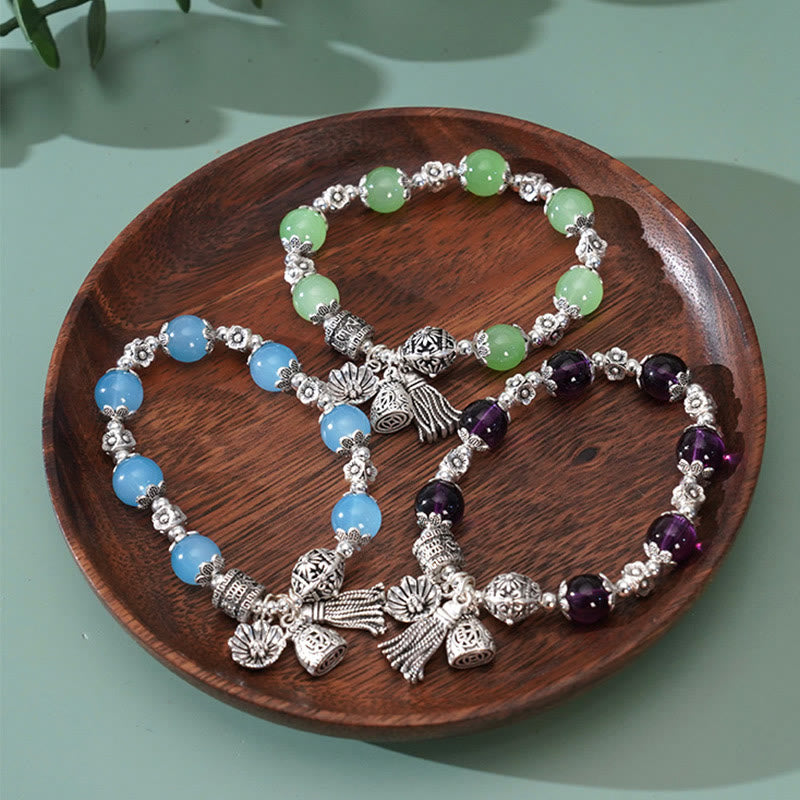 Bracelet Lotus Améthyste et Multi Cristaux