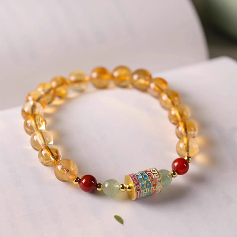 Bracelet de roue de prière en citrine de 8 mm pour la créativité