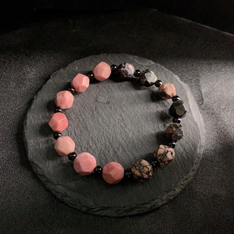 Bracelet polygone en rhodonite 10 mm pour femme
