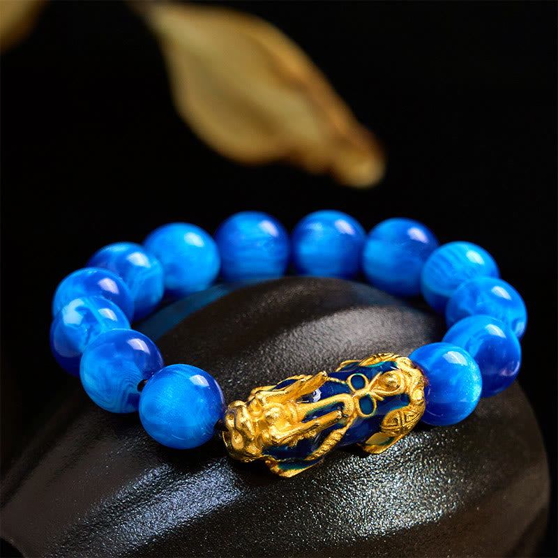 Colorful Sea Willow PiXiu Bracelet 12mm Wrist 15-18cm Unisex