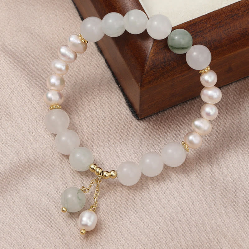 Bracelet d'abondance en jade et perles Tianshan de 8 mm