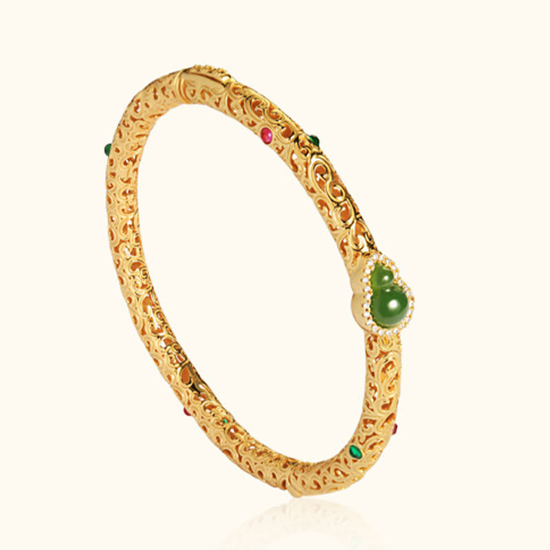 Bracelet en or plaqué cuivre jade cyan 56 mm Luck Harmony