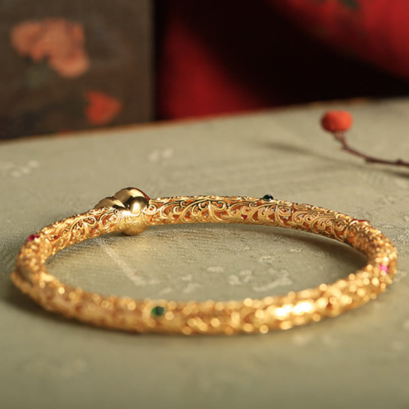 Bracelet en or plaqué cuivre jade cyan 56 mm Luck Harmony