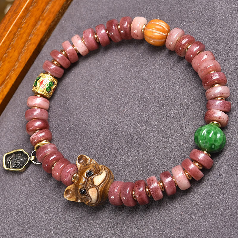 8mm Tibetan Camel Bone Buddha Bracelet for Protection & Luck