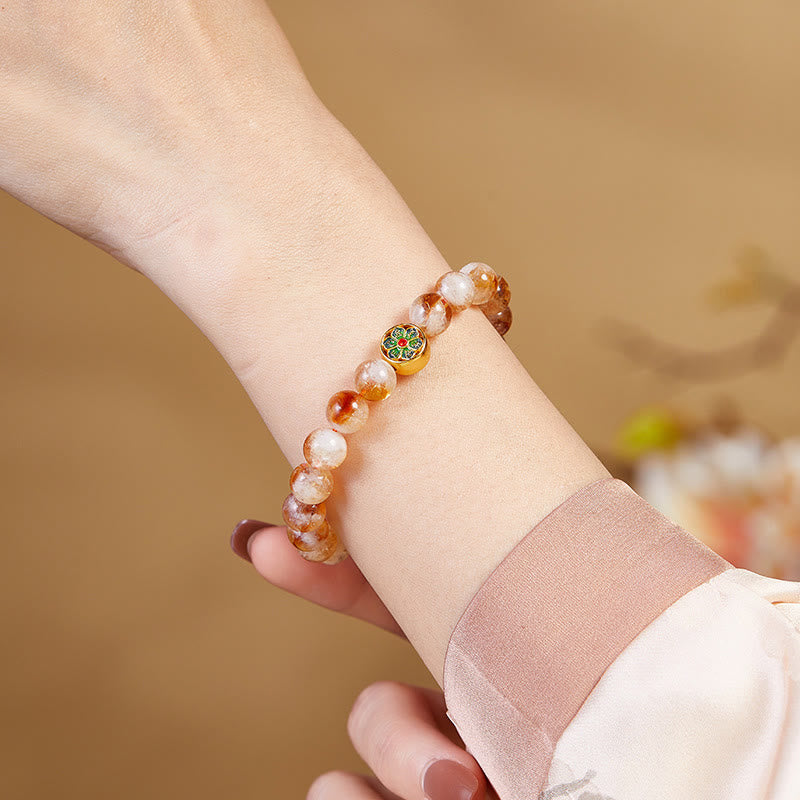 Bracelet en argent sterling avec citrine Om Mani Padme Hum