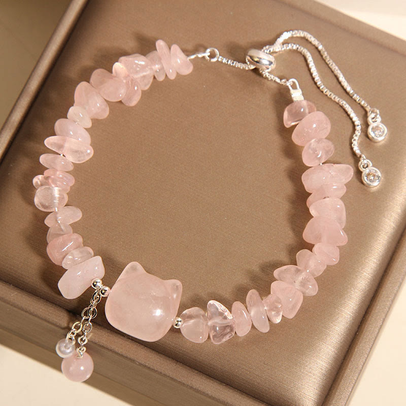 Bracelet apaisant en agate cristal rose pour l'amour de soi