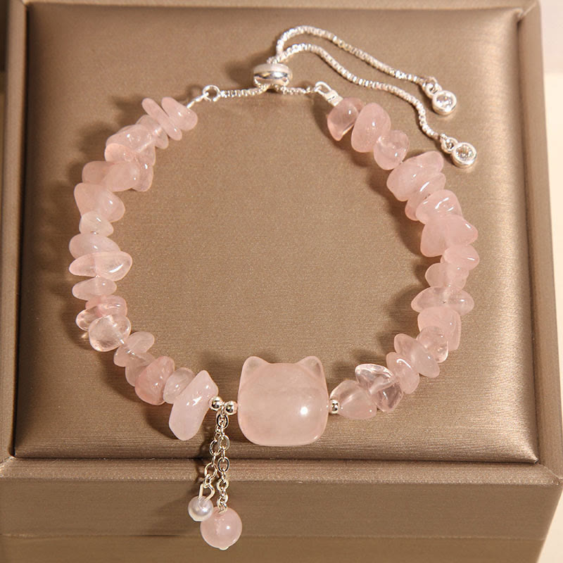 Bracelet apaisant en agate cristal rose pour l'amour de soi