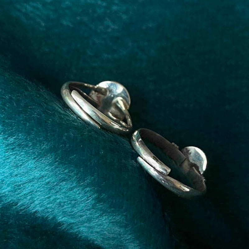 Bague spirituelle réglable en argent sterling 925 avec onyx noir