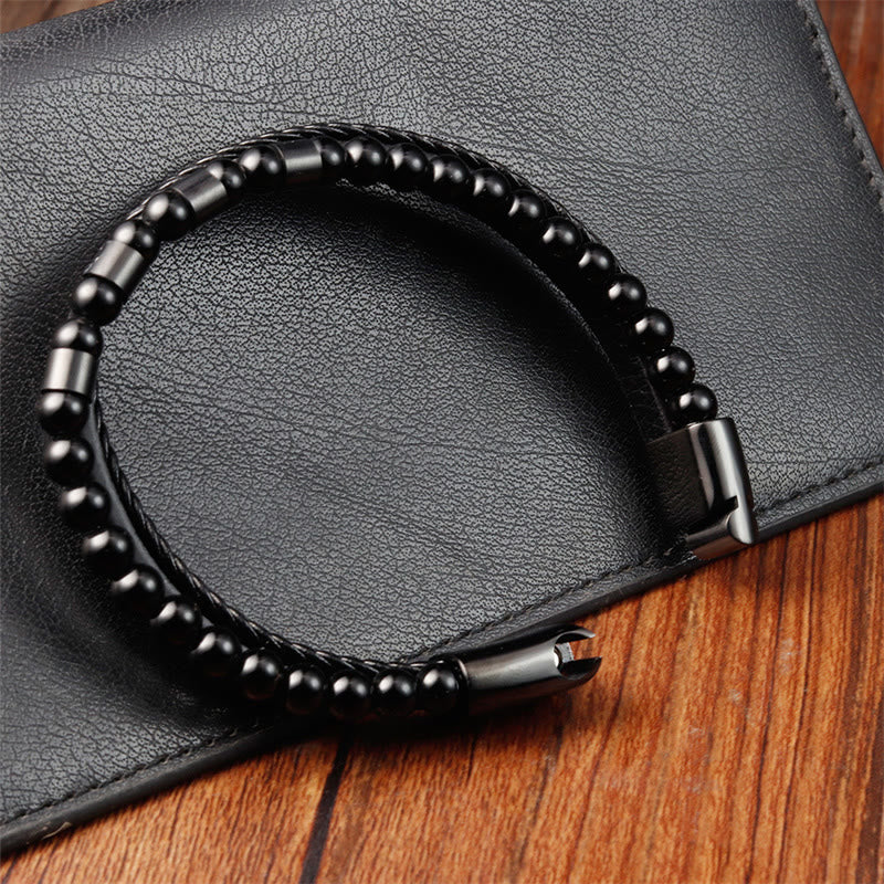 Bracelet à boucle d'équilibre en acier titane et pierre givrée
