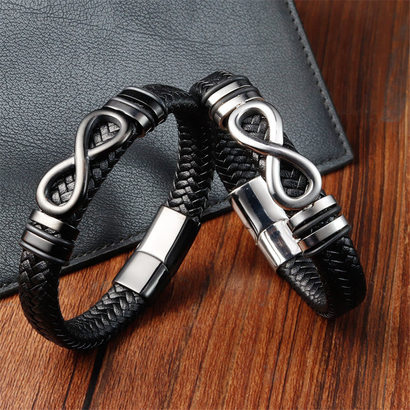 Titanium Steel Strengthen Spiritual Bracelet with Leather Buckle